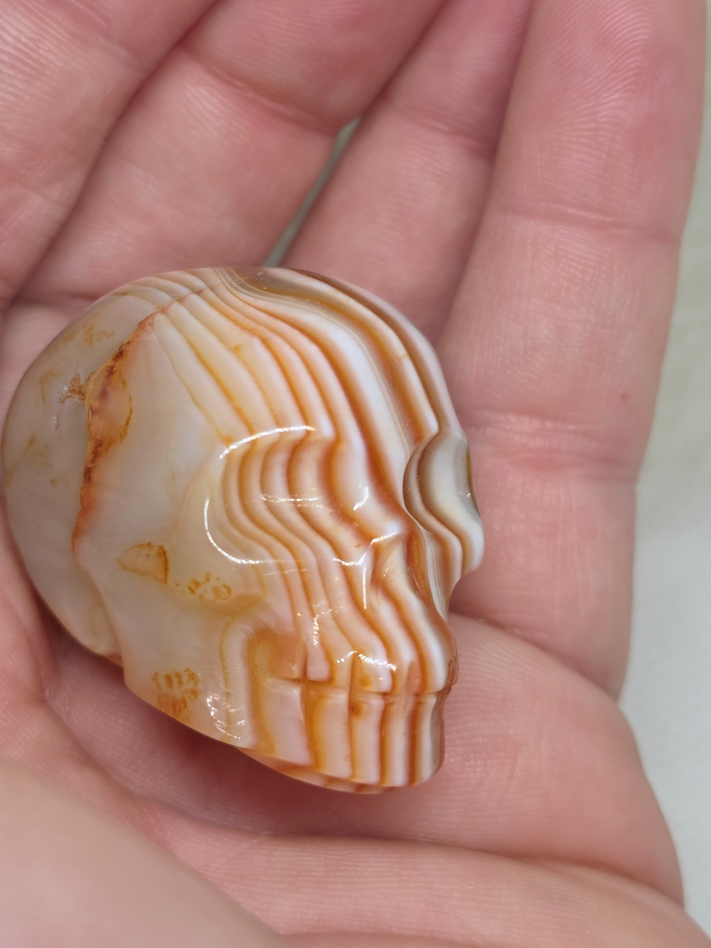 💀 Madagascar Banded Carnelian Skull | Premium Crystal Skull | Collector Alter - Picture 6 of 8